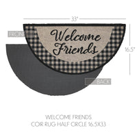 Finders Keepers Welcome Friends Coir Rug Half Circle 16.5x33 **BACKORDERED UNTIL MARCH 2025**