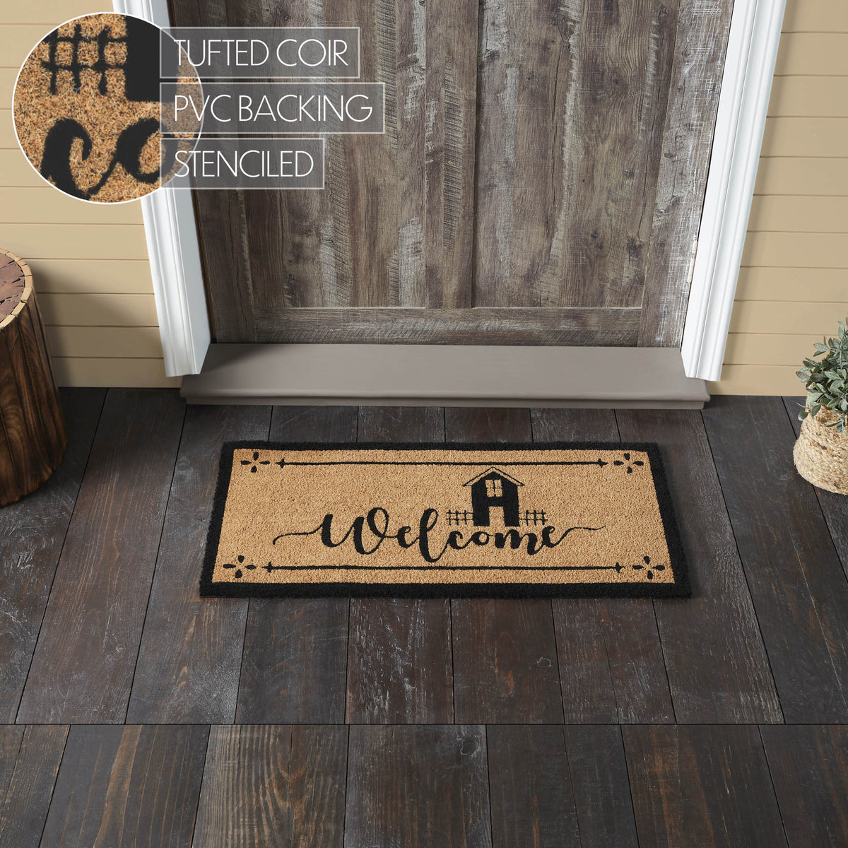 Brown Welcome Rug Saltbox Coir Welcome Rug Rect 17x36 – Beth's Country Primitive Home Decor