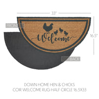 Down Home Hen & Chicks Coir Welcome Rug Half Circle 16.5x33 **BACKORDERED UNTIL MARCH 2025**