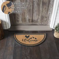 Down Home Hen & Chicks Coir Welcome Rug Half Circle 16.5x33 **BACKORDERED UNTIL MARCH 2025**