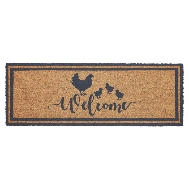 Down Home Hen & Chicks Coir Welcome Rug Rect 17x48 **BACKORDERED UNTIL MARCH 2025**