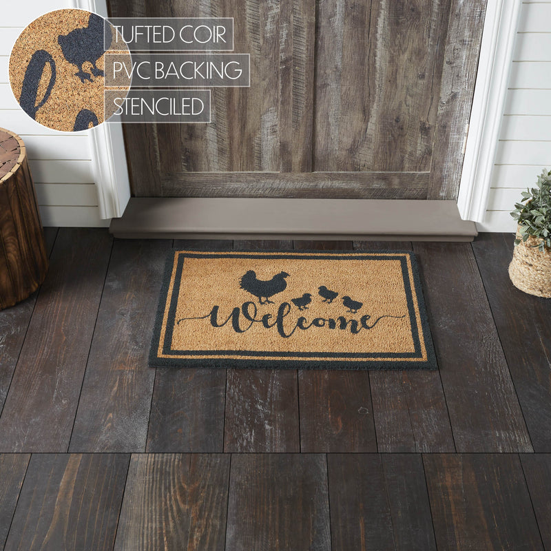 Down Home Hen & Chicks Coir Welcome Rug Rect 20x30 **BACKORDERED UNTIL MARCH 2025**