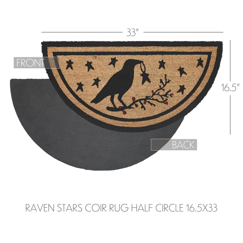 Raven Stars Coir Rug Half Circle 16.5x33 **BACKORDERED UNTIL MARCH 2025**