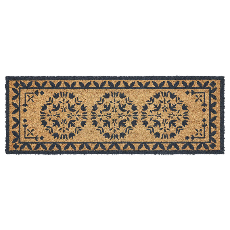 Charleston Mosaic Charcoal Coir Rug Rect 17x48 **BACKORDERED UNTIL MARCH 2025**