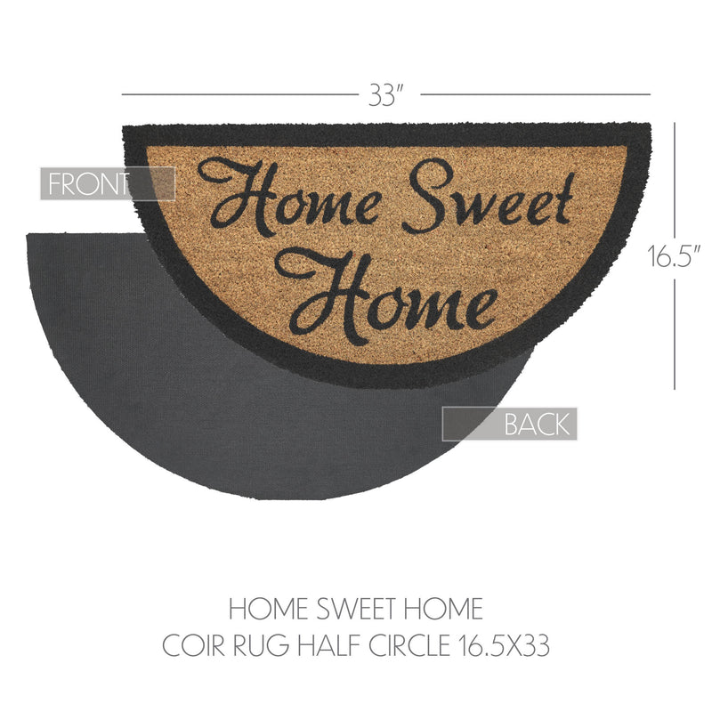 Home Sweet Home Coir Rug Half Circle 16.5x33 **BACKORDERED UNTIL MARCH 2025**