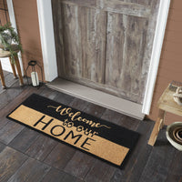 Welcome To Our Home Black Tan Coir Rug Rect 17x48 **BACKORDERED UNTIL MARCH 2025**