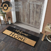 Welcome To Our Home Black Tan Coir Rug Rect 17x48 **BACKORDERED UNTIL MARCH 2025**