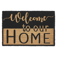 Welcome To Our Home Black Tan Coir Rug Rect 20x30 **BACKORDERED UNTIL MARCH 2025**