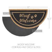 Woof Welcome Coir Rug Half Circle 16.5x33 **BACKORDERED UNTIL MARCH 2025**