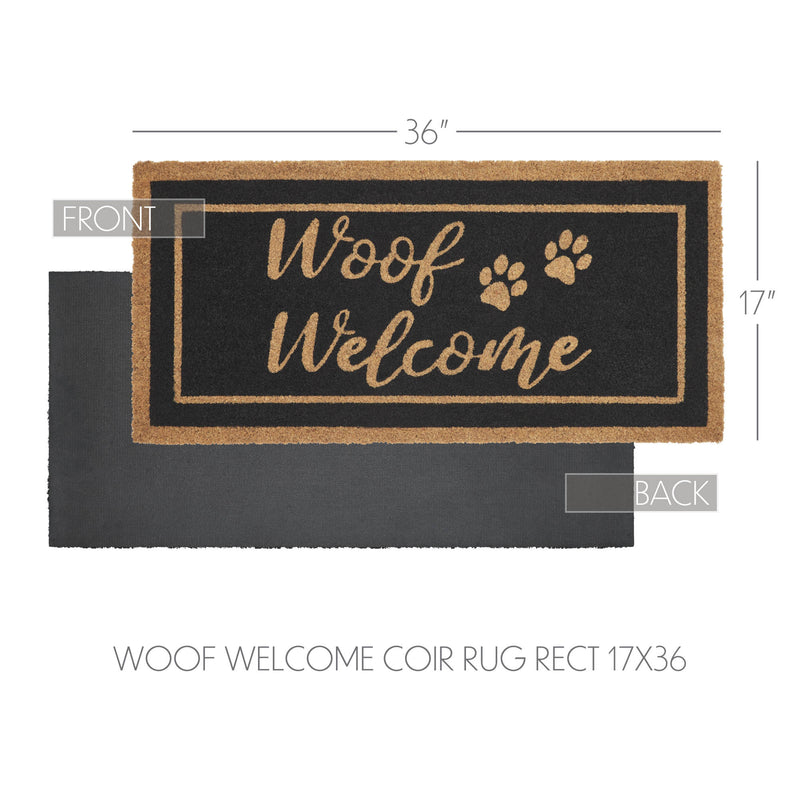 Woof Welcome Coir Rug Rect 17x36 **BACKORDERED UNTIL MARCH 2025**