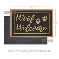 Woof Welcome Coir Rug Rect 20x30 **BACKORDERED UNTIL MARCH 2025**