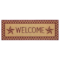 Burgundy Check Stars Coir Welcome Rug Rect 17x48 **BACKORDERED UNTIL MARCH 2025**