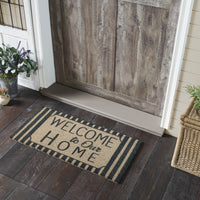 Welcome To Our Home Charcoal Stripes Coir Rug Rect 17x36 **BACKORDERED UNTIL MARCH 2025**