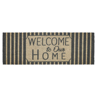 Welcome To Our Home Charcoal Stripes Coir Rug Rect 17x48 **BACKORDERED UNTIL MARCH 2025**