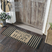 Welcome To Our Home Charcoal Stripes Coir Rug Rect 17x48 **BACKORDERED UNTIL MARCH 2025**