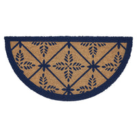 Charleston Mosaic Blue Coir Rug Half Circle 16.5x33 **BACKORDERED UNTIL MARCH 2025**