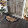 Charleston Mosaic Blue Coir Rug Half Circle 16.5x33 **BACKORDERED UNTIL MARCH 2025**