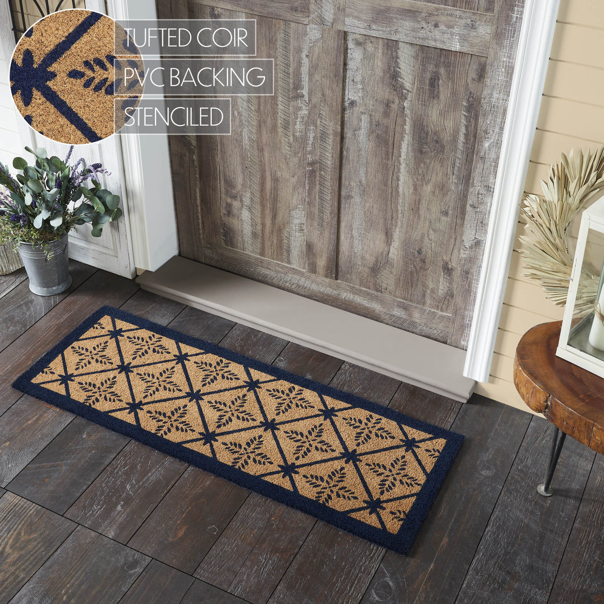 Boo Coir Rug Charleston Mosaic Blue Coir Rug Rect 17x48 – Beth's Country Primitive ...