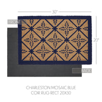 Charleston Mosaic Blue Coir Rug Rect 20x30 **BACKORDERED UNTIL MARCH 2025**