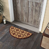 Charleston Mosaic Burgundy Coir Rug Half Circle 16.5x33 **BACKORDERED UNTIL MARCH 2025**