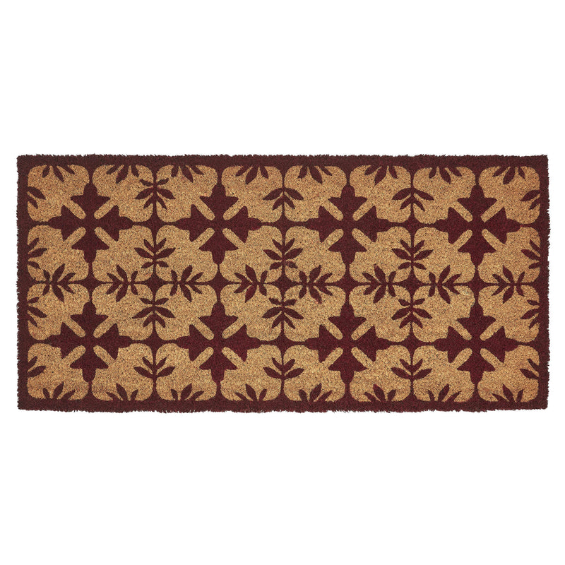 Charleston Mosaic Burgundy Coir Rug Rect 17x36 **BACKORDERED UNTIL MARCH 2025**