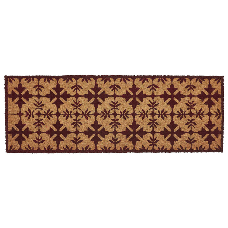 Charleston Mosaic Burgundy Coir Rug Rect 17x48 **BACKORDERED UNTIL MARCH 2025**