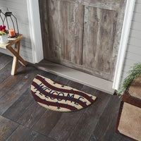 RWB Flag Stripes Coir Welcome Rug Half Circle 16.5x33 **BACKORDERED UNTIL MARCH 2025**