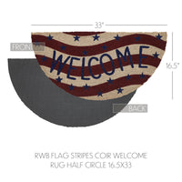 RWB Flag Stripes Coir Welcome Rug Half Circle 16.5x33 **BACKORDERED UNTIL MARCH 2025**