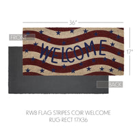 RWB Flag Stripes Coir Welcome Rug Rect 17x36 **BACKORDERED UNTIL MARCH 2025**