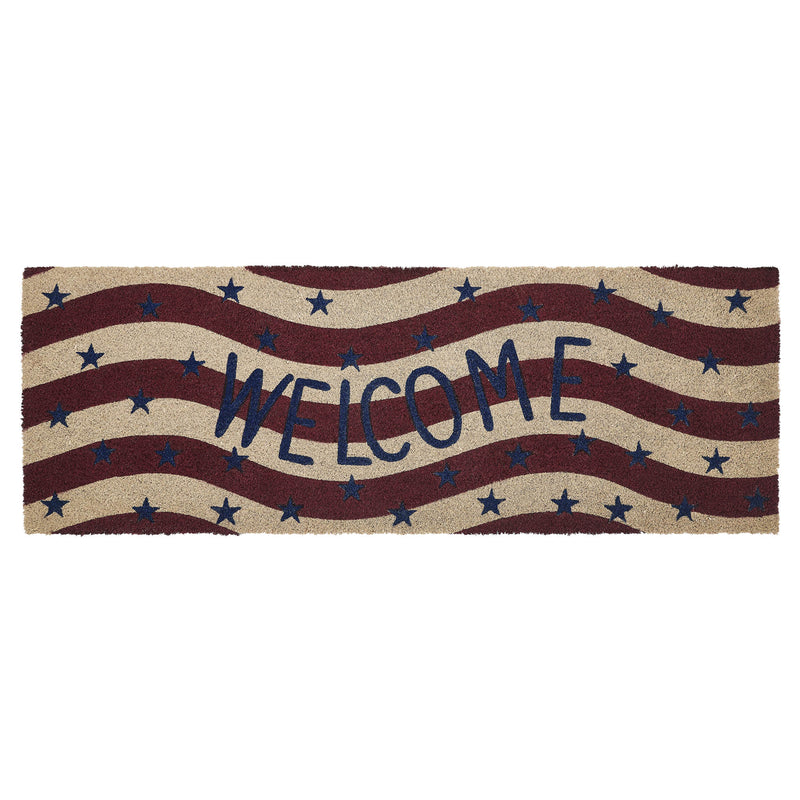 RWB Flag Stripes Coir Welcome Rug Rect 17x48 **BACKORDERED UNTIL MARCH 2025**