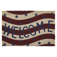 RWB Flag Stripes Coir Welcome Rug Rect 20x30 **BACKORDERED UNTIL MARCH 2025**