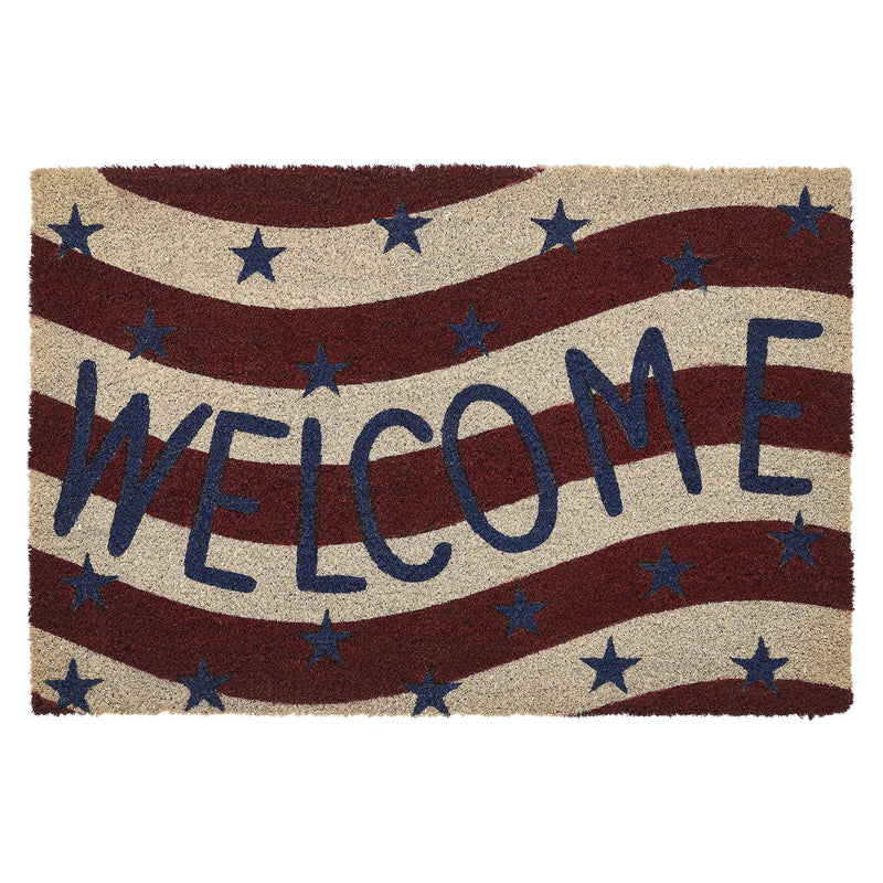 RWB Flag Stripes Coir Welcome Rug Rect 20x30 **BACKORDERED UNTIL MARCH 2025**