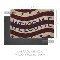 RWB Flag Stripes Coir Welcome Rug Rect 20x30 **BACKORDERED UNTIL MARCH 2025**