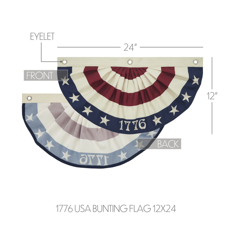 My Country 1776 USA Bunting Flag 12x24 **BACKORDERED UNTIL MARCH 2025**