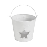 Metal Bucket w/ Star Cutout White 6x6.5x5 **BACKORDERED UNTIL MARCH 2025**