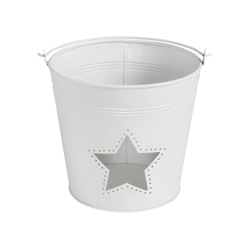 Metal Bucket w/ Star Cutout White 6x6.5x5 **BACKORDERED UNTIL MARCH 2025**