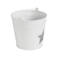 Metal Bucket w/ Star Cutout White 6x6.5x5 **BACKORDERED UNTIL MARCH 2025**