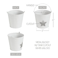 Metal Bucket w/ Star Cutout White 6x6.5x5 **BACKORDERED UNTIL MARCH 2025**