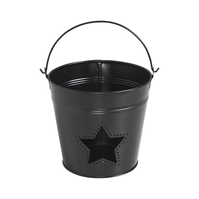 Metal Bucket w/ Star Cutout Black 6x6.5x5 **BACKORDERED UNTIL MARCH 2025**