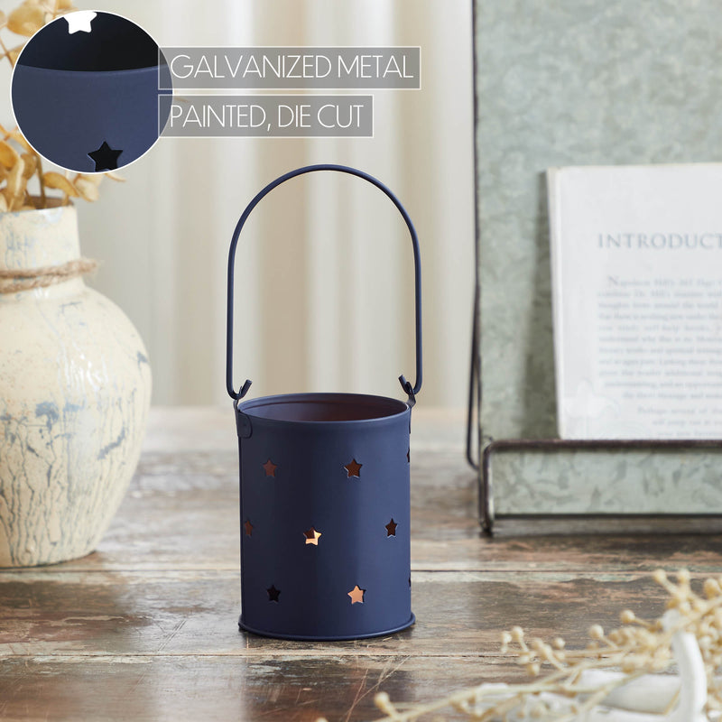 Votive Candle Holder w/ Stars Cutout Navy 3.75x3 **BACKORDERED UNTIL MARCH 2025**