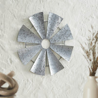 Galvanized Metal Windmill Blades Wall Hanging 16.75x16.75