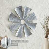 Galvanized Metal Windmill Blades Wall Hanging 16.75x16.75 **BACKORDERED UNTIL MARCH 2025**