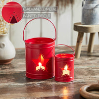 Votive Candle Holder w/ Star Cutout Barn Red Set of 2 Sizes **BACKORDERED UNTIL MARCH 2025**