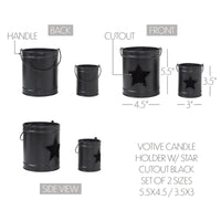 Votive Candle Holder w/ Star Cutout Black Set of 2 Sizes **BACKORDERED UNTIL MARCH 2025**