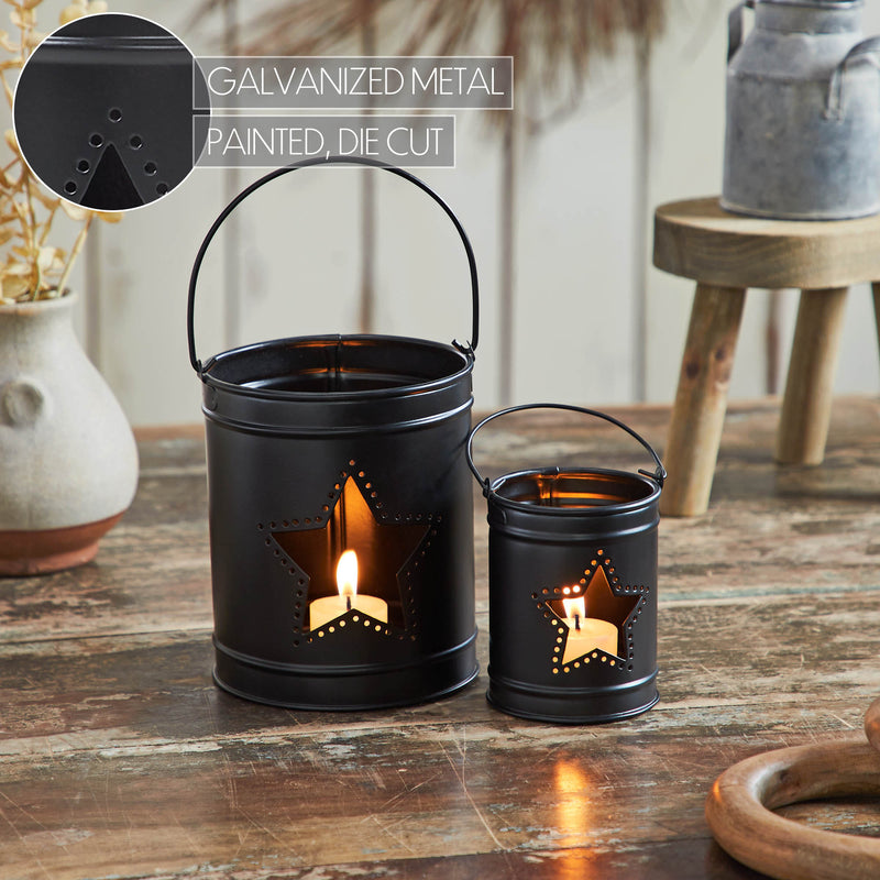 Votive Candle Holder w/ Star Cutout Black Set of 2 Sizes **BACKORDERED UNTIL MARCH 2025**