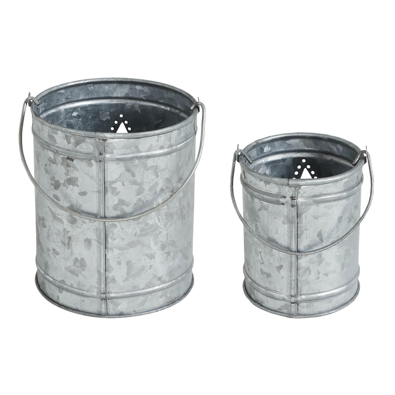 Votive Candle Holder w/ Star Cutout Galvanized Set of 2 Sizes **BACKORDERED UNTIL MARCH 2025**