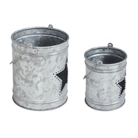 Votive Candle Holder w/ Star Cutout Galvanized Set of 2 Sizes **BACKORDERED UNTIL MARCH 2025**