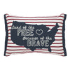 Land Of The Free Because Of The Brave American Map On Red Stripes Pillow 14x20