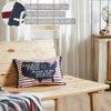 Land Of The Free Because Of The Brave American Map On Red Stripes Pillow 14x20