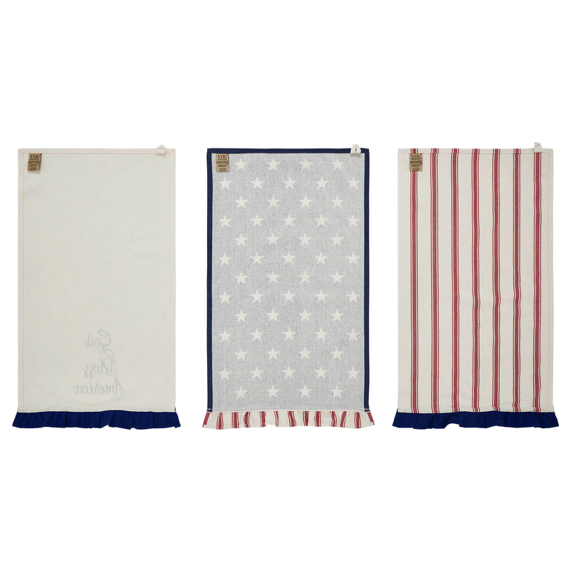 Hatteras Stars GBA Ruffled Tea Towel Set of 3 16x28 **BACKORDERED UNTIL MARCH 2025**